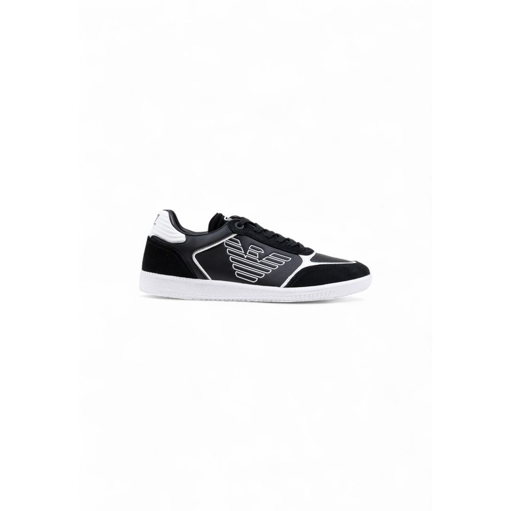 EA7 Emporio Armani Schwarze und weiße Leder-Sneaker im Athletic-Stil