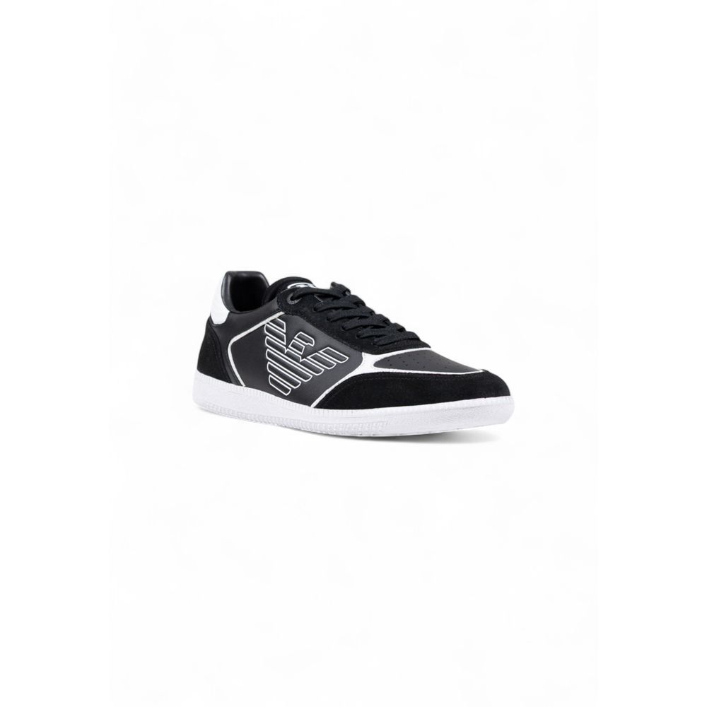 EA7 Emporio Armani Schwarze und weiße Leder-Sneaker im Athletic-Stil