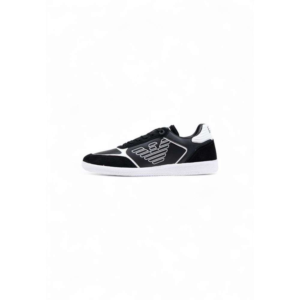 EA7 Emporio Armani Schwarze und weiße Leder-Sneaker im Athletic-Stil