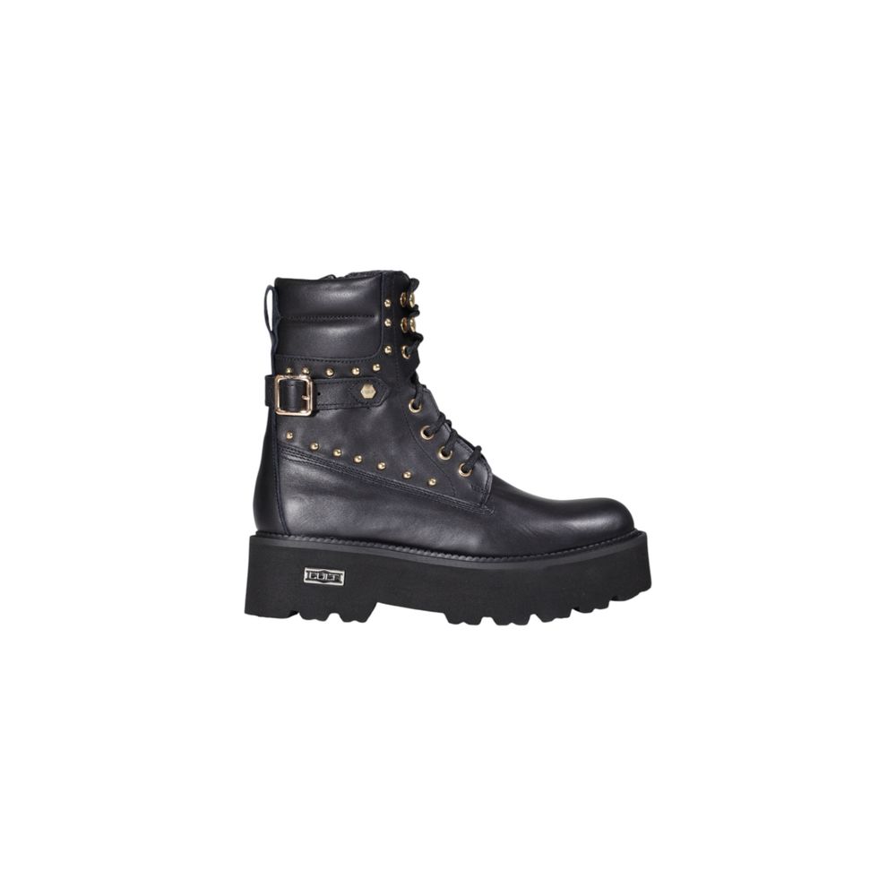 Bottes lacées en cuir noir Cult