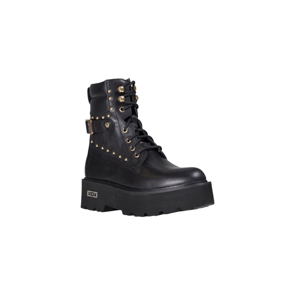 Bottes lacées en cuir noir Cult