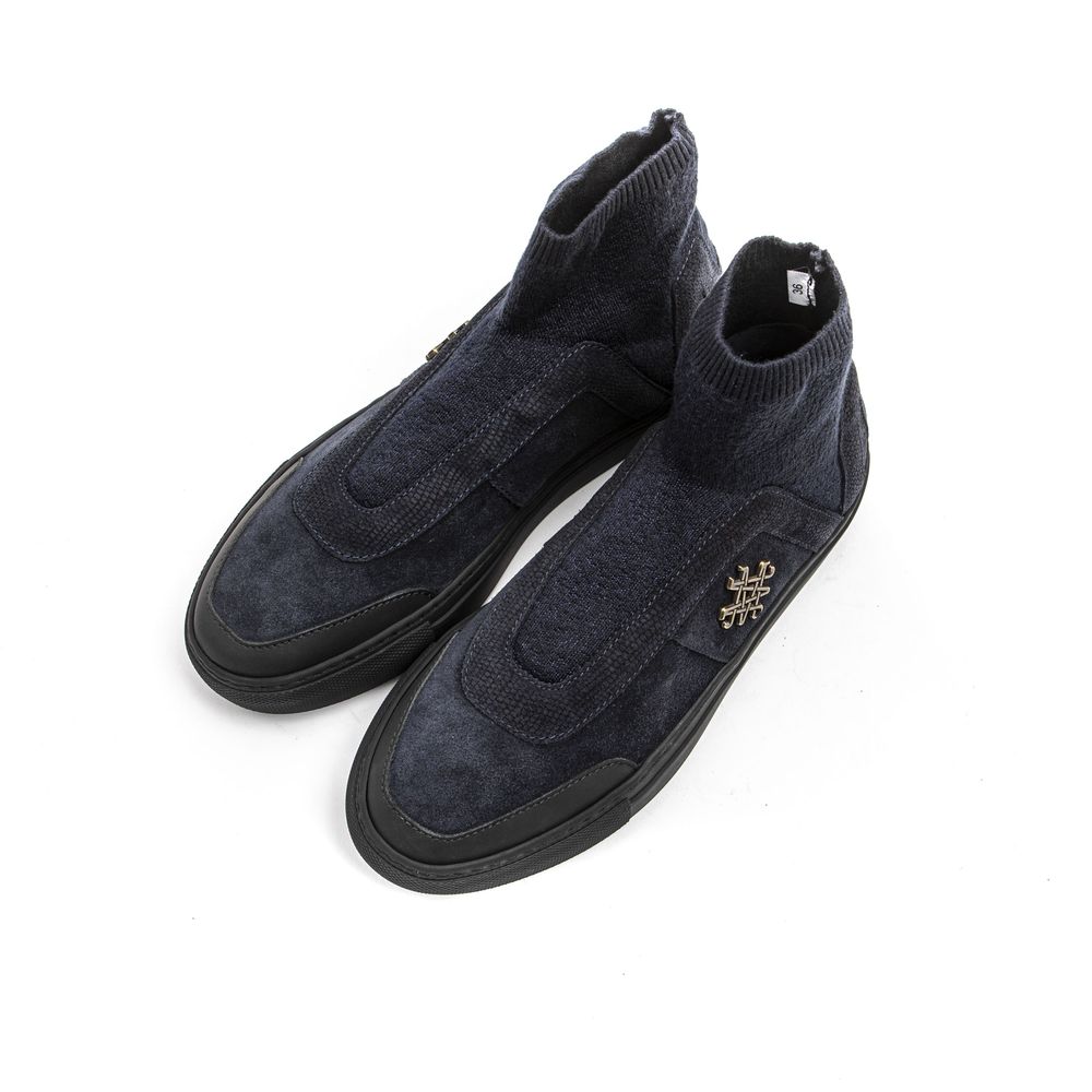 Mr&Mrs Italy Blaue Leder Stiefeletten für Damen
