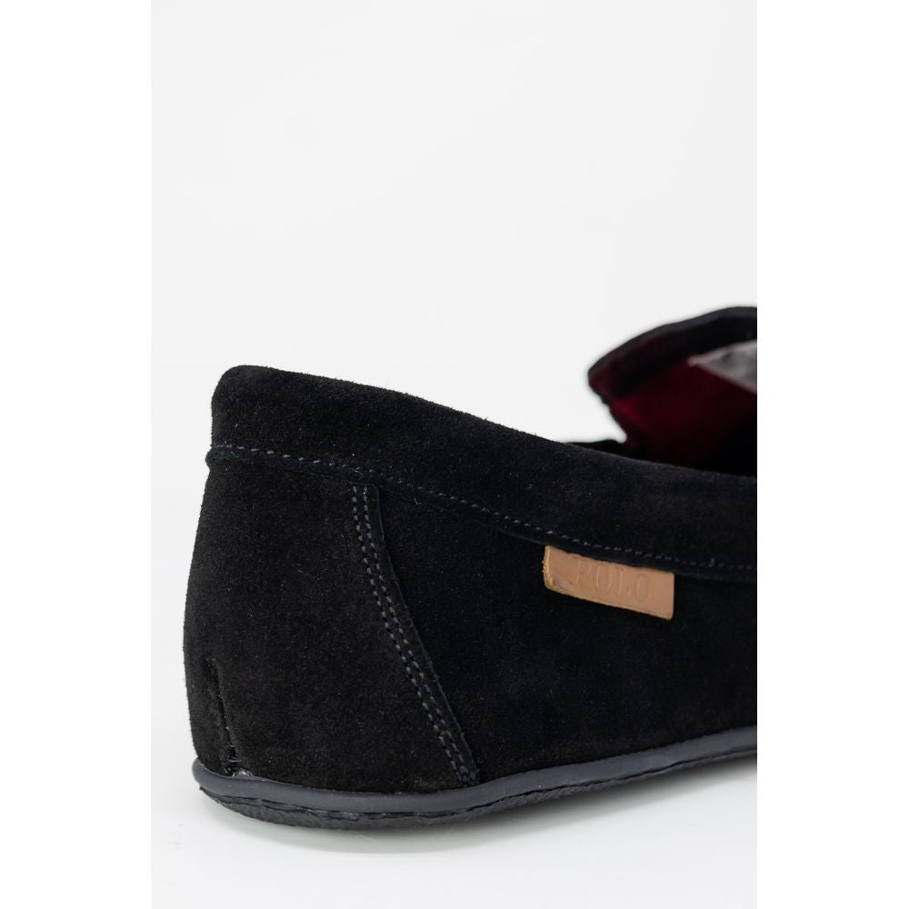 Chaussons Ralph Lauren en fausse fourrure noire