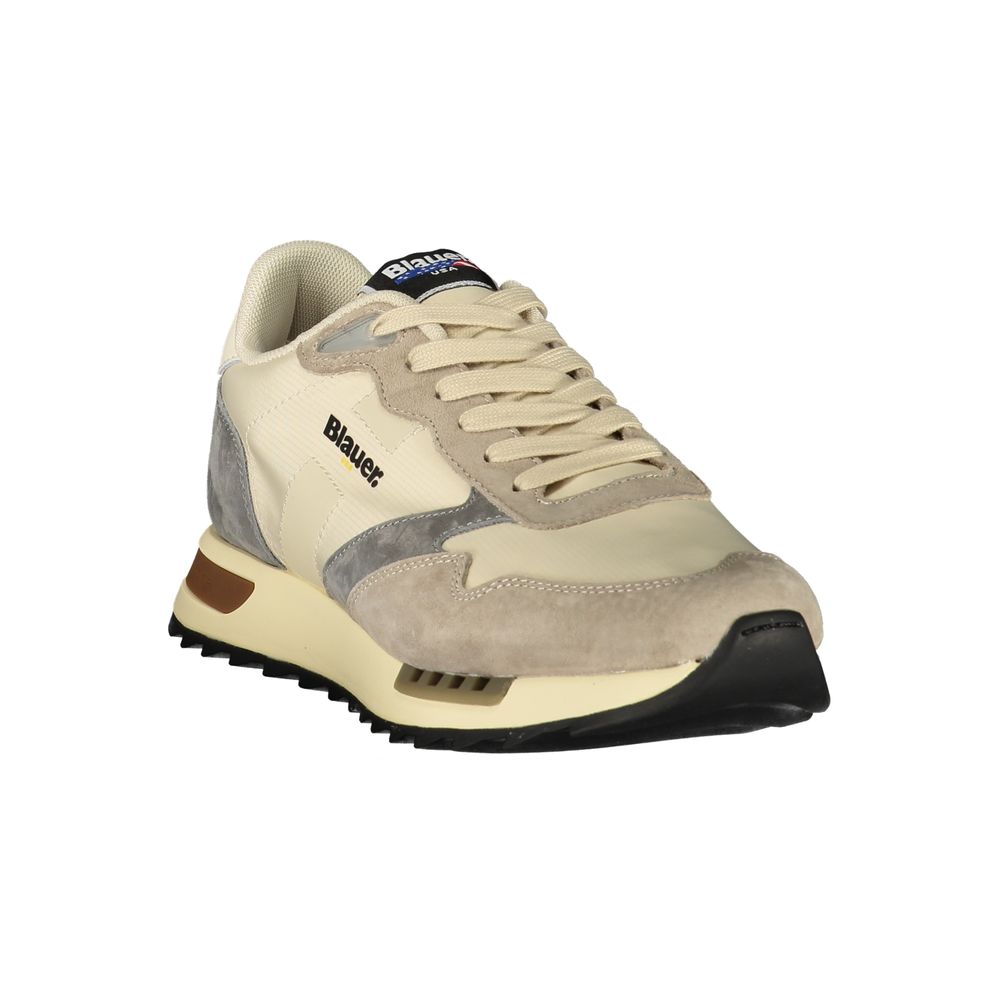 Blue Beige Polyester Men's Sneakers