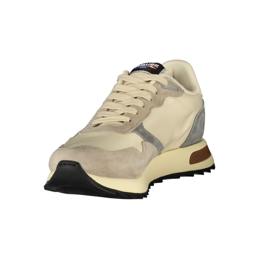 Blue Beige Polyester Men's Sneakers
