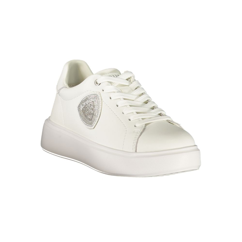Baskets basses femme en cuir bleu Bianco