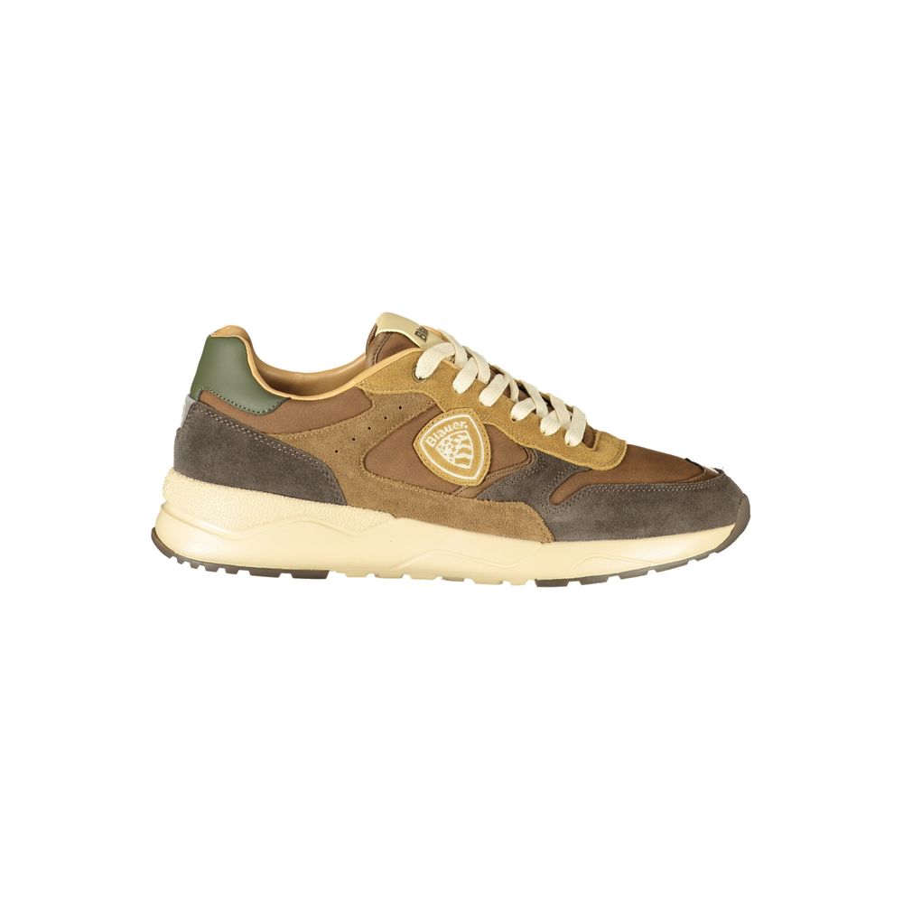 Chaussures de sport en polyester bleues et marron