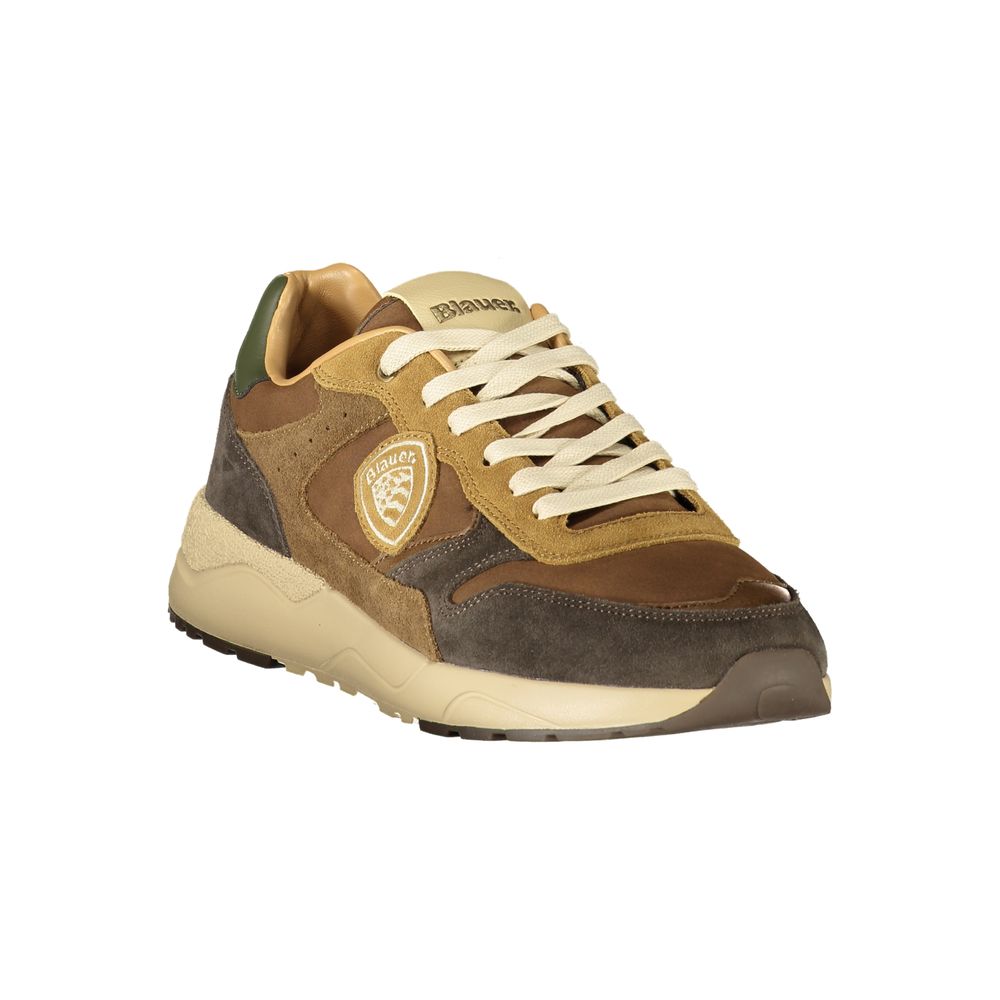 Chaussures de sport en polyester bleues et marron
