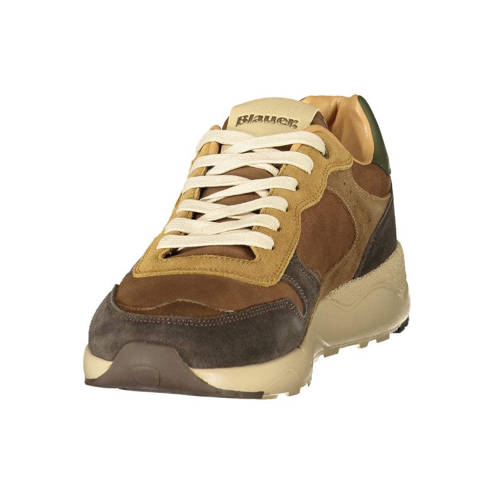Chaussures de sport en polyester bleues et marron
