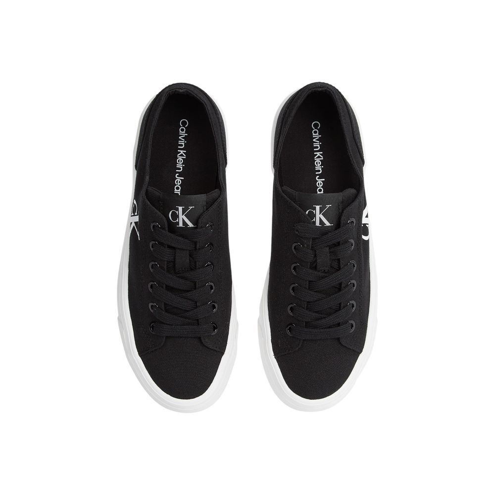 Calvin Klein Jeans Black and White Recycled Cotton Platform Sneakers