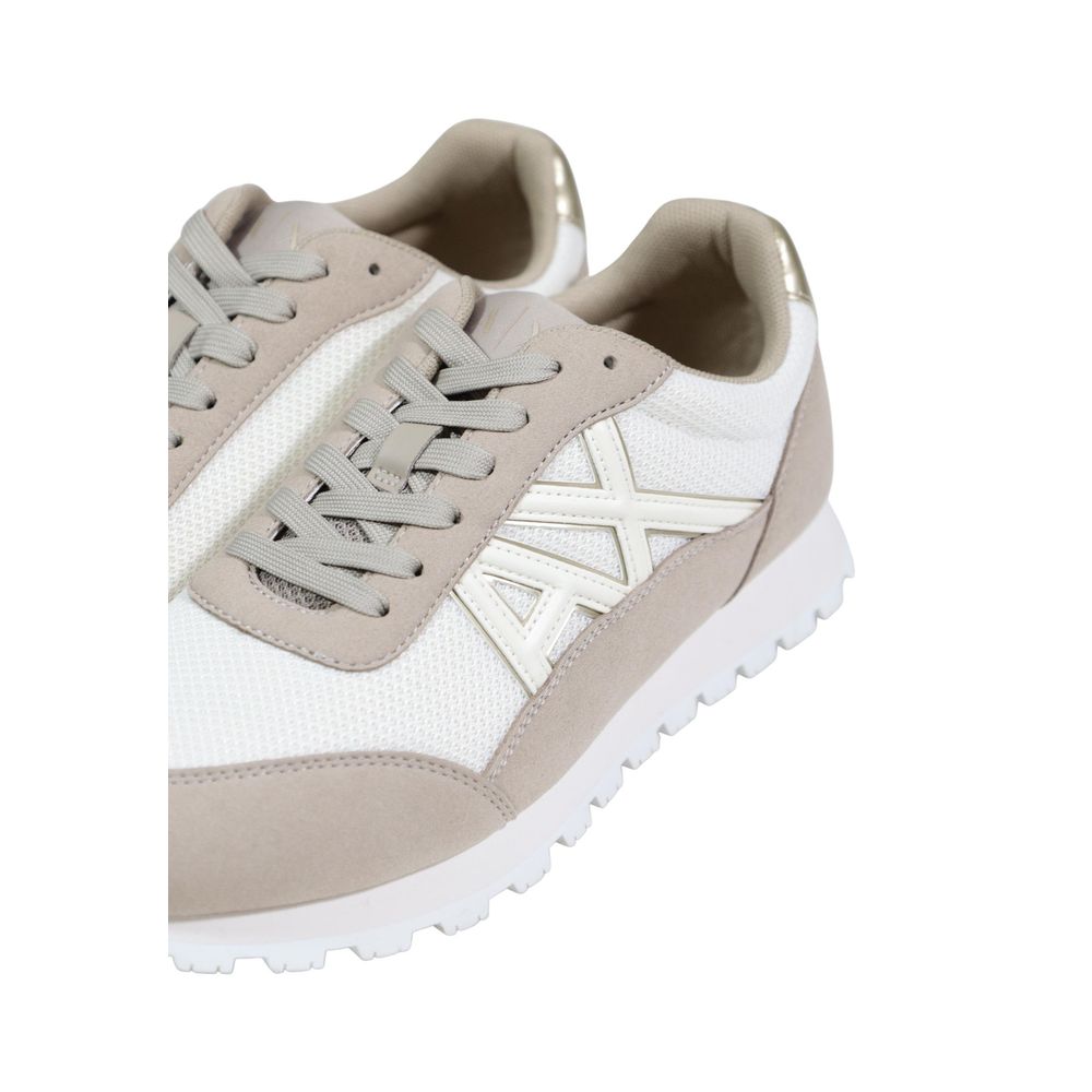 Armani Exchange Beige Calf Leather Bos Taurus Athletic Sneakers