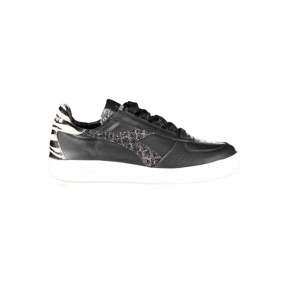 Diadora Schwarzer Sneaker aus echtem Leder