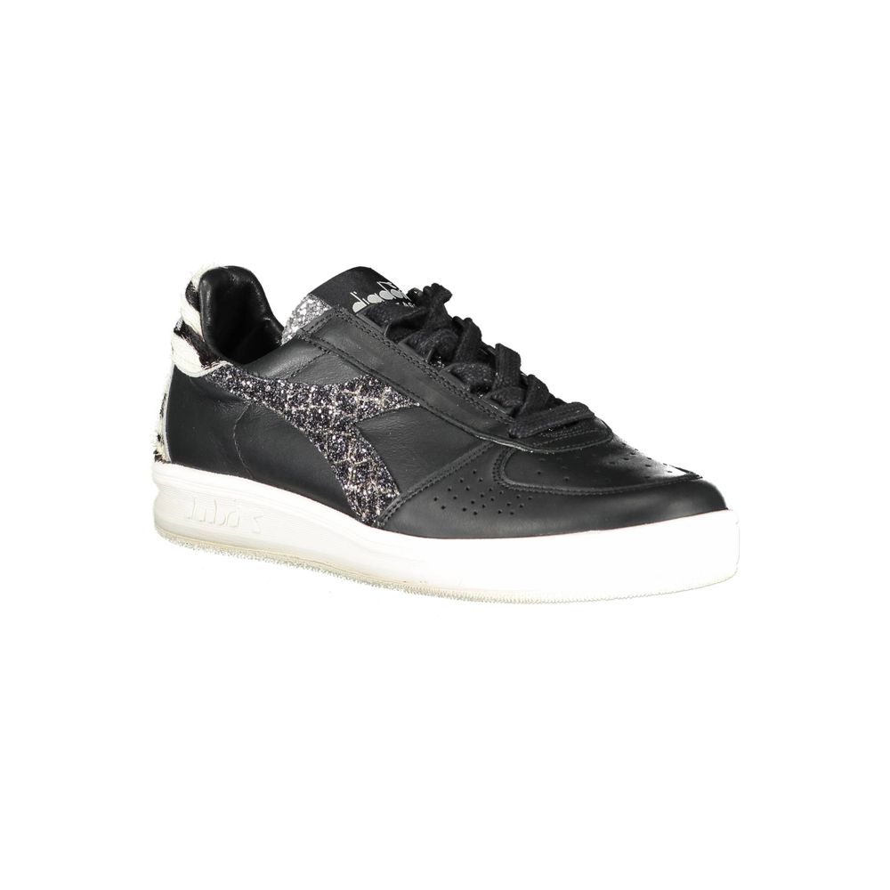 Diadora Schwarzer Sneaker aus echtem Leder