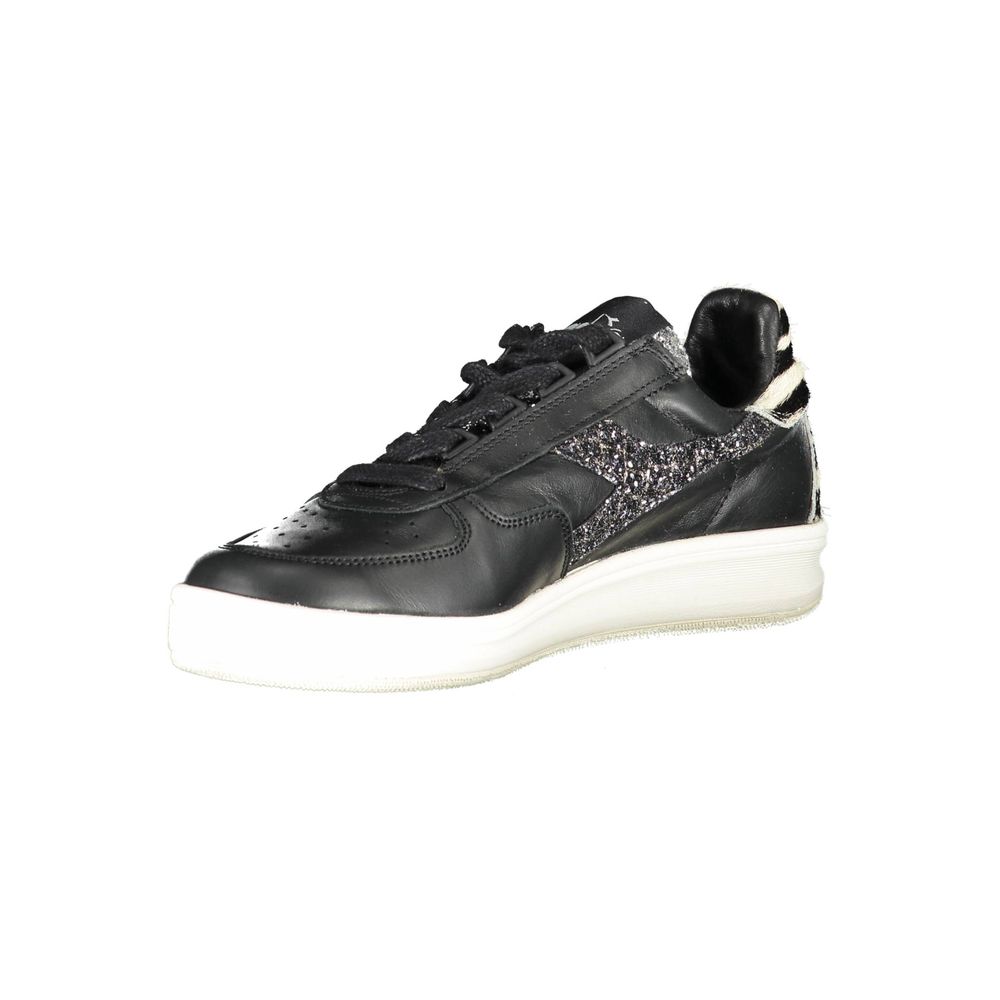 Diadora Schwarzer Sneaker aus echtem Leder