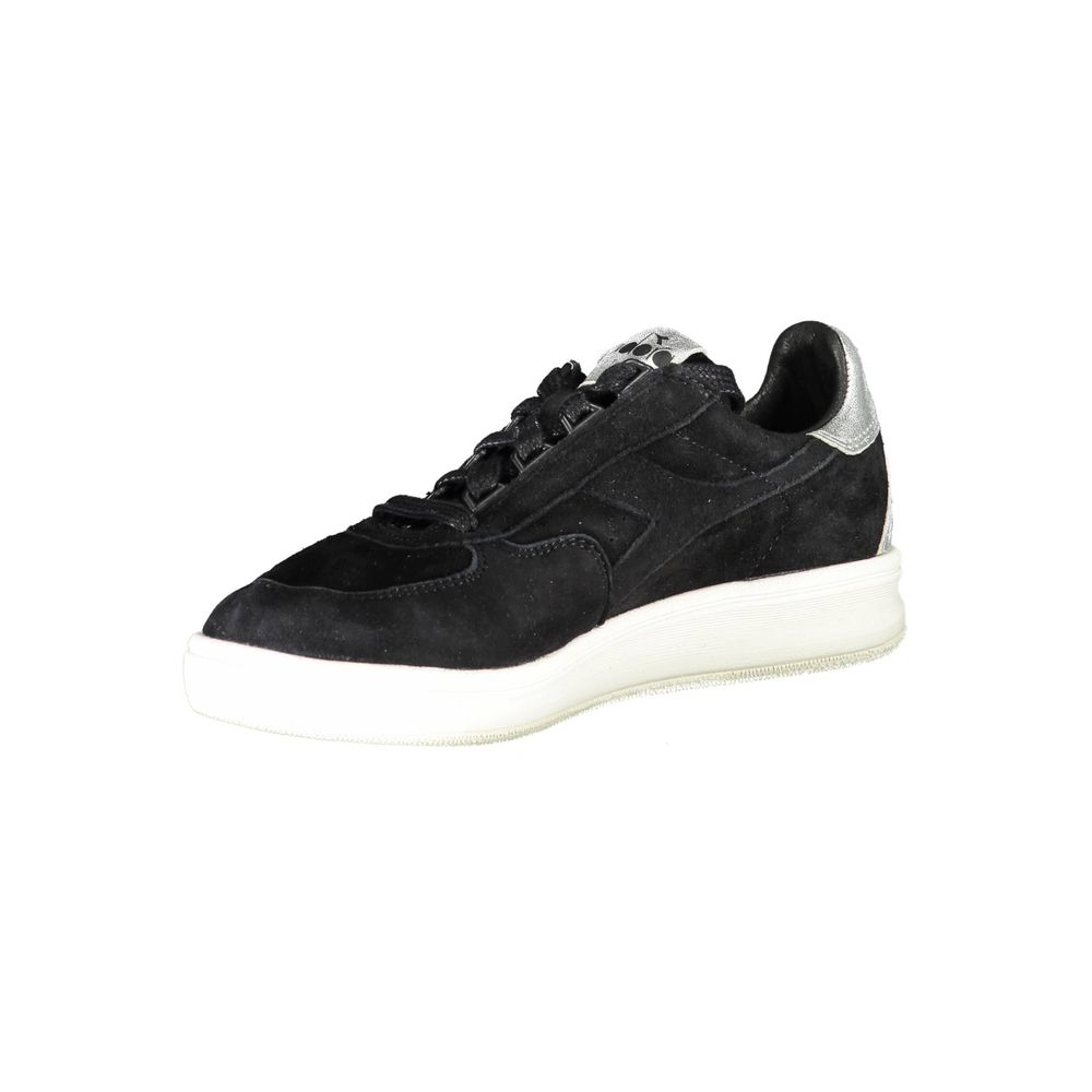 Diadora Schwarzer Sneaker aus echtem Leder