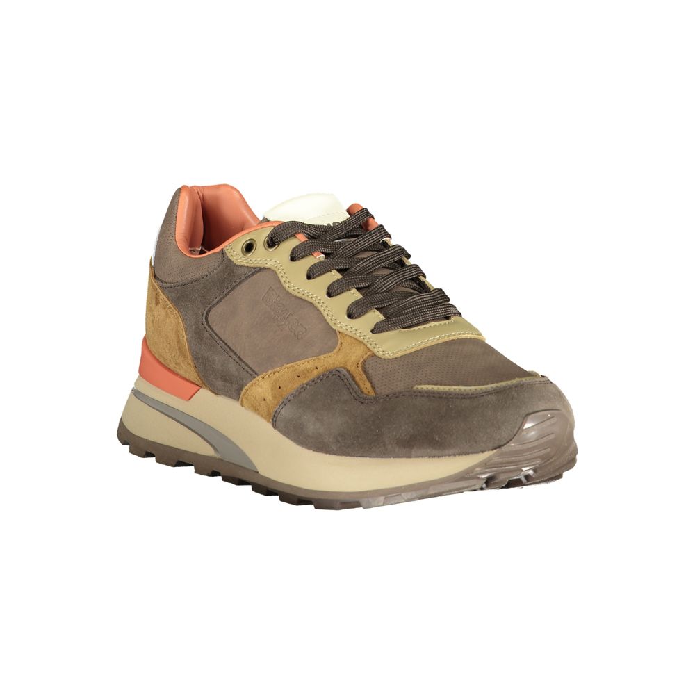 Blauer Marrone Polyurethan-Sneaker für Herren