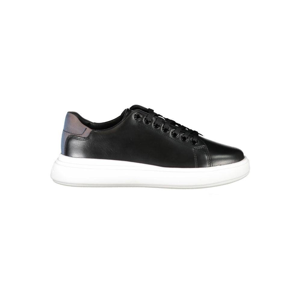 Baskets noires en cuir véritable Calvin Klein