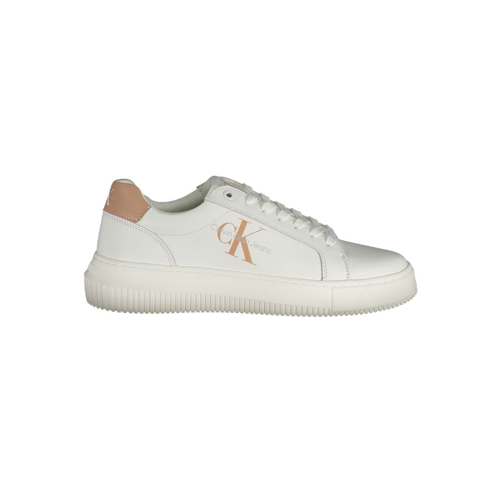 Baskets en cuir blanc Calvin Klein pour femmes