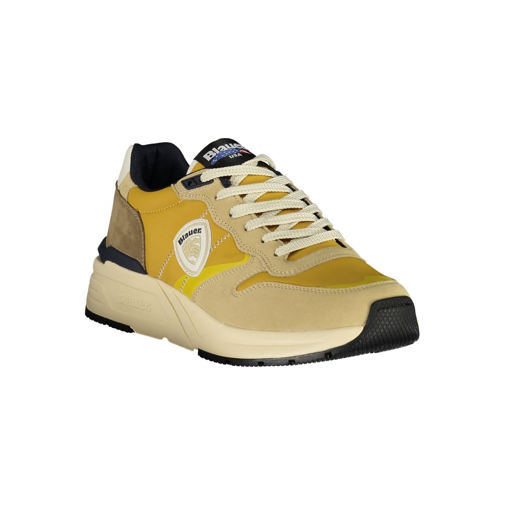 Blauer Beige Polyurethan-Sneaker für Herren