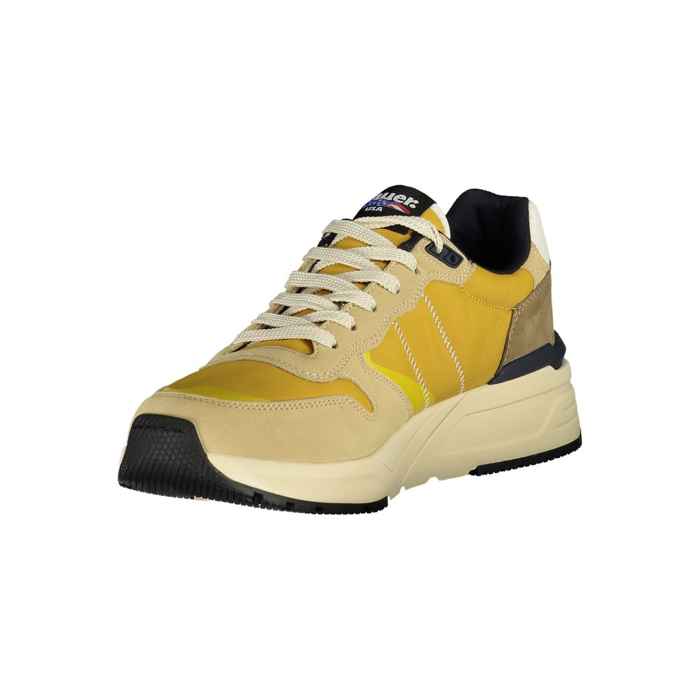 Blauer Beige Polyurethan-Sneaker für Herren