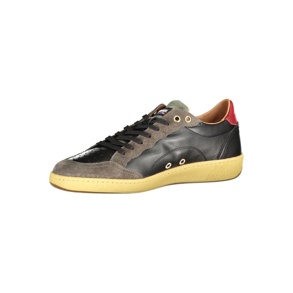 Blauer Schwarzer Leder Herren Sneaker