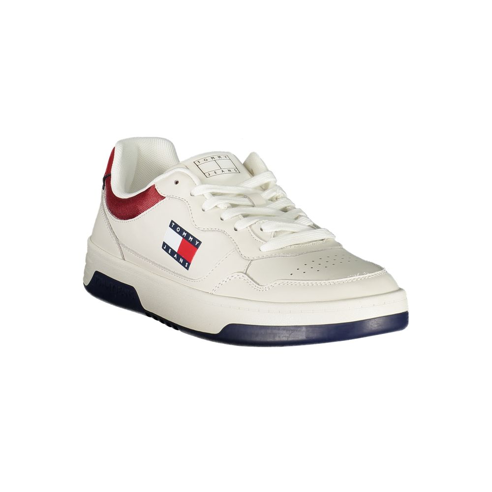 Tommy Hilfiger White Polyurethane Men's Sneakers