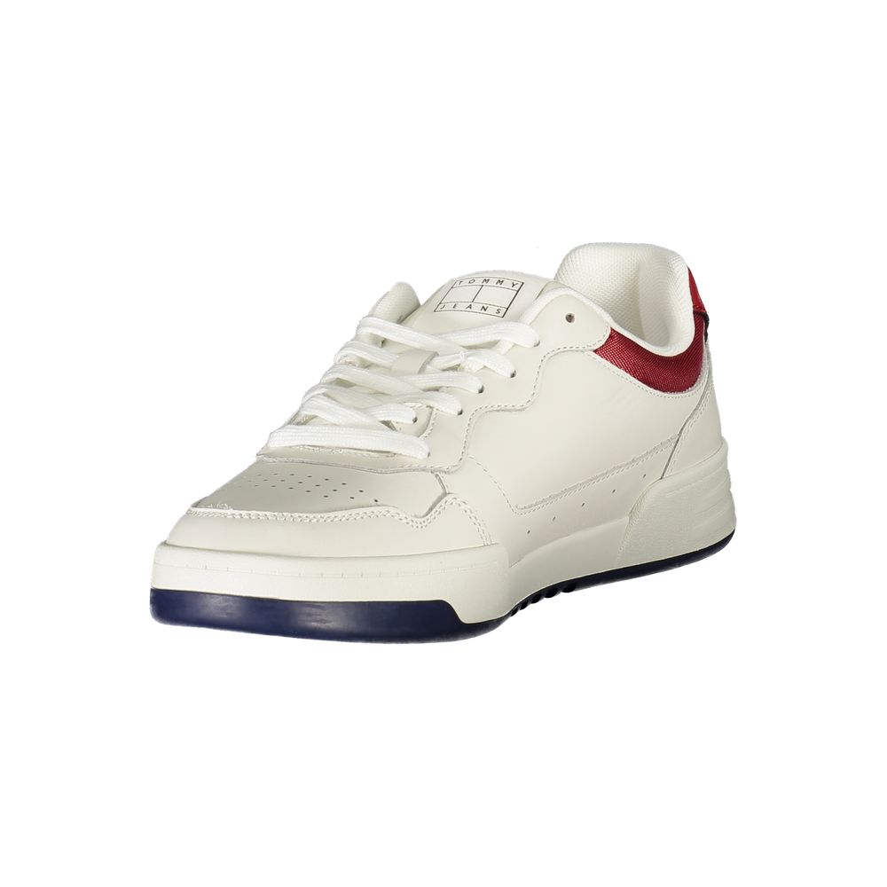 Tommy Hilfiger White Polyurethane Men's Sneakers