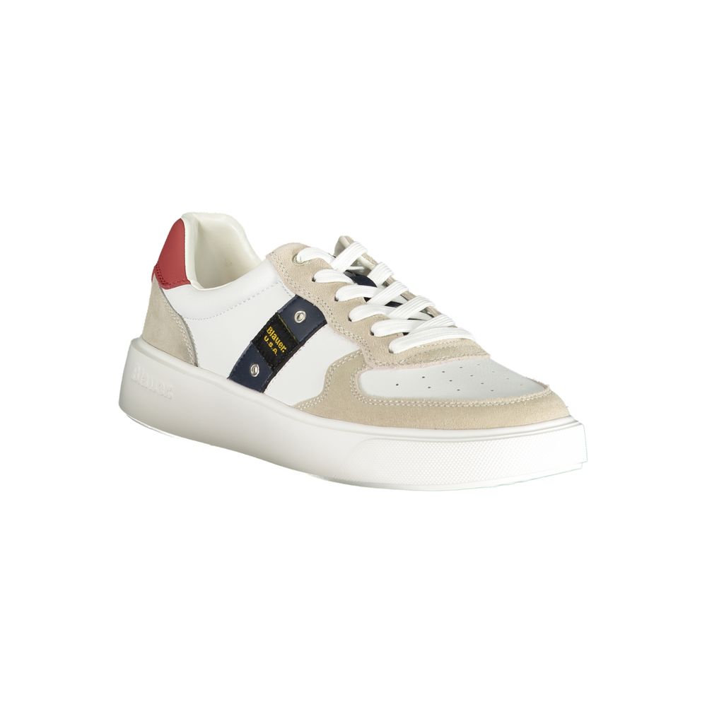 Blauer Weißer Herren-Sneaker aus Polyurethan