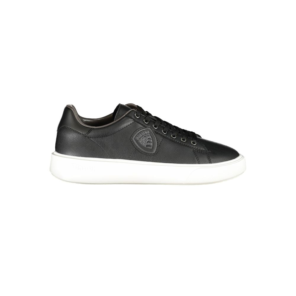 Blue Black Polyester Sports Shoes