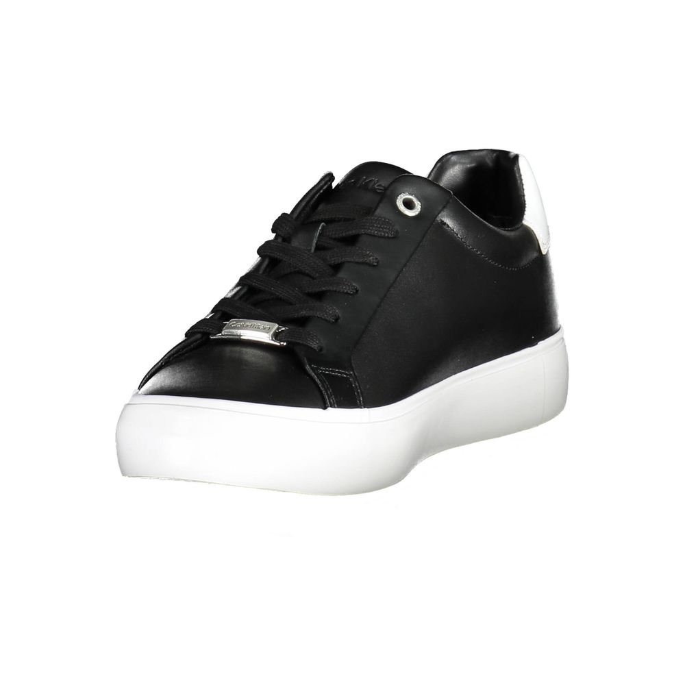 Baskets noires en cuir véritable Calvin Klein