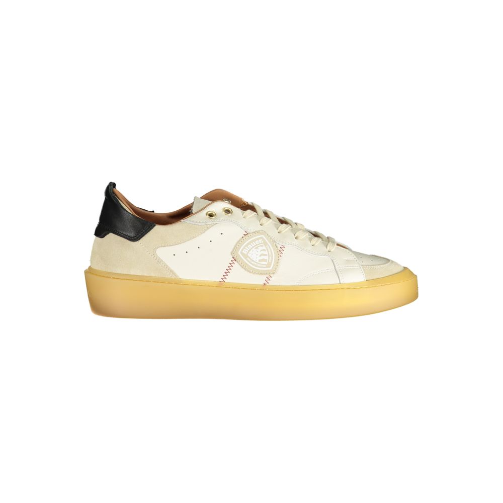 Blauer Weiße Leder-Sneaker für Herren