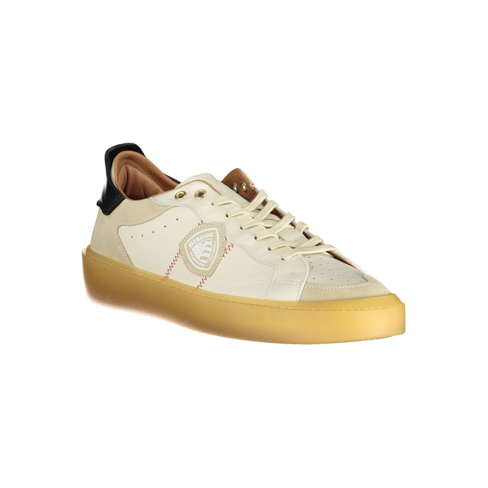 Blauer Weiße Leder-Sneaker für Herren