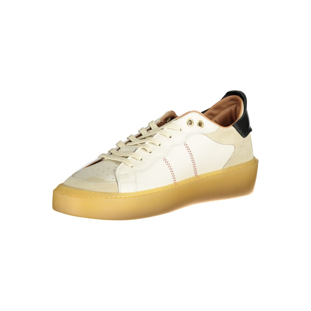Blauer Weiße Leder-Sneaker für Herren