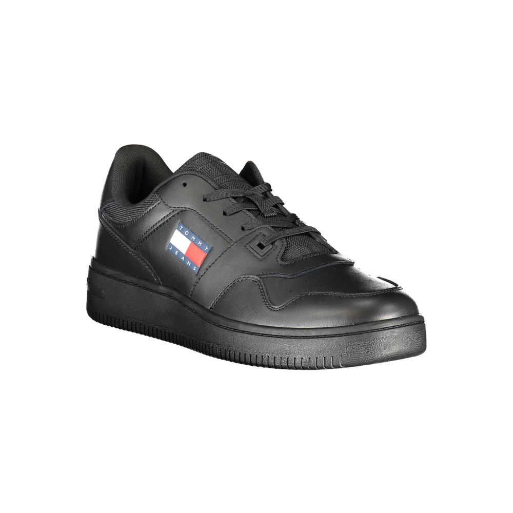 Tommy Hilfiger Black Leather Men's Sneakers