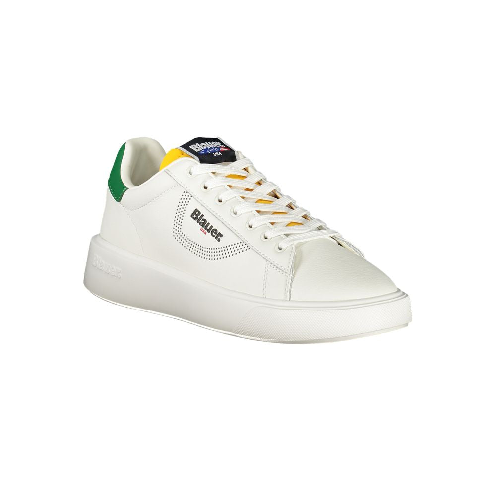 Men's blue and white polyurethane sneakers