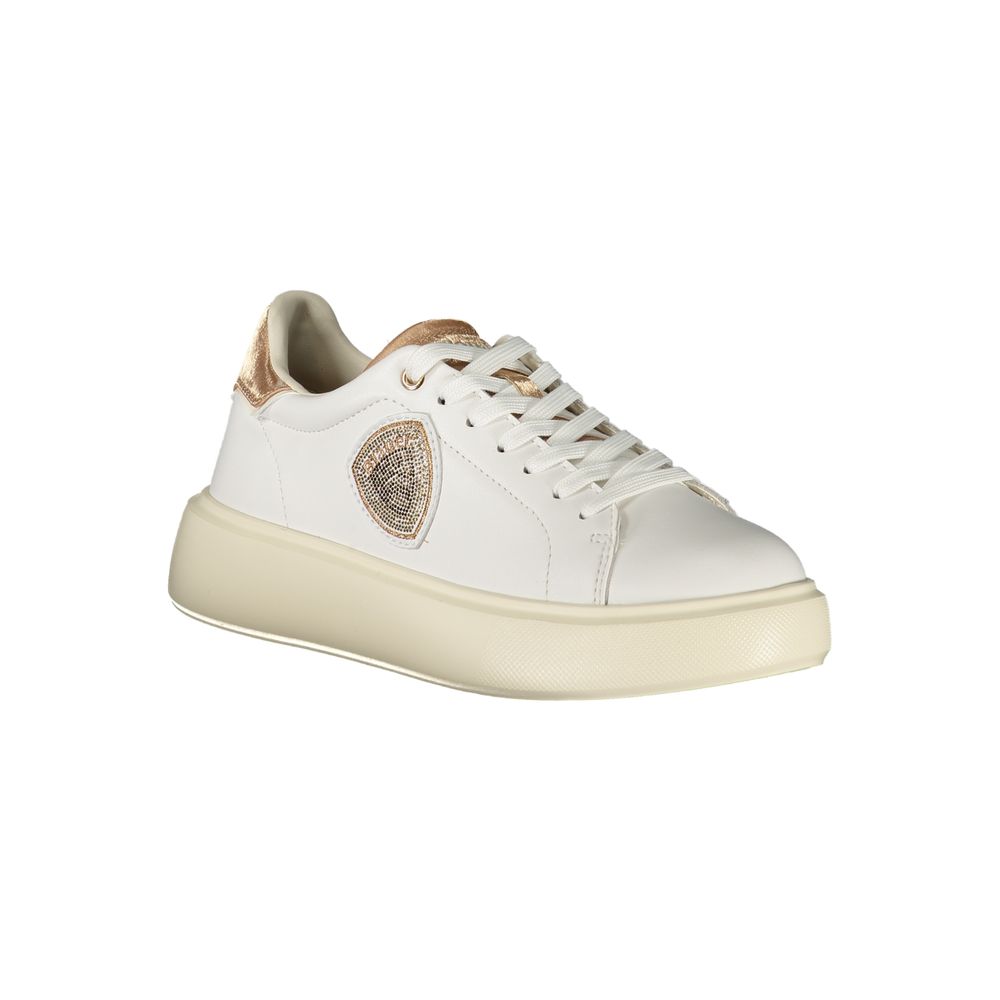 Blauer Weiße Low-Top-Sneaker aus Polyester