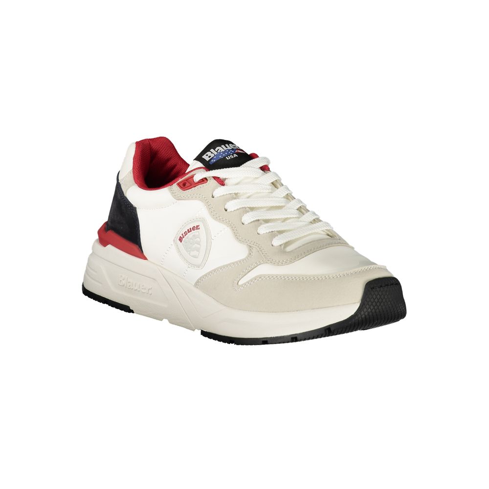 Blauer Weißer Herren-Sneaker aus Polyurethan