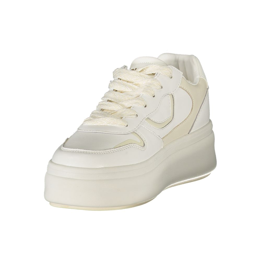 Blue and White Polyester Low-Top Sneakers