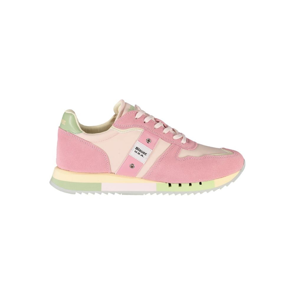 Blauer Rosa Polyurethan-Sneaker für Damen