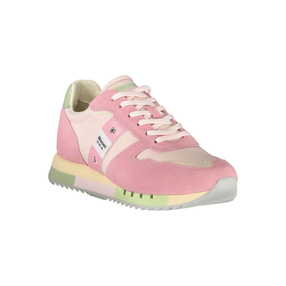 Blauer Rosa Polyurethan-Sneaker für Damen