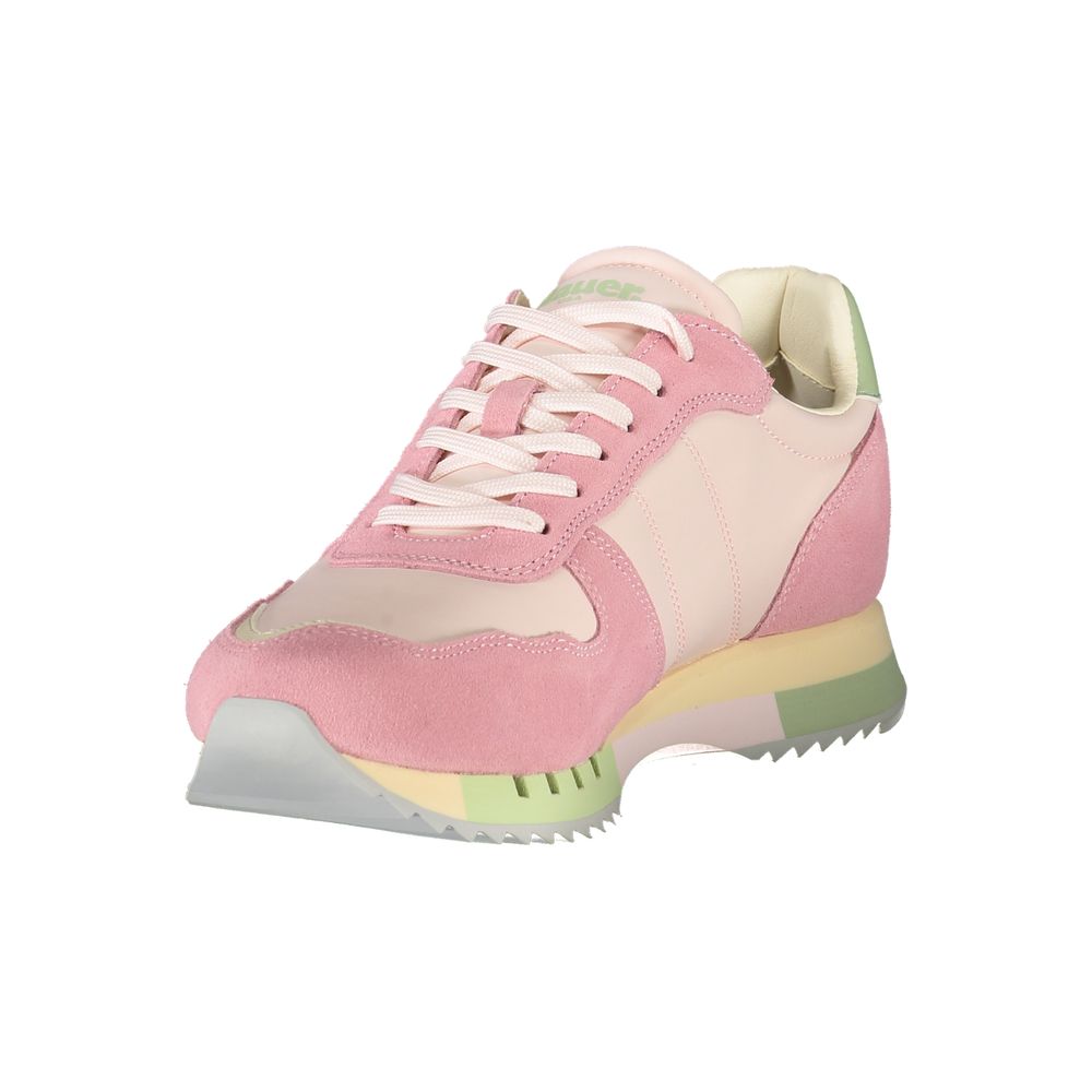 Blauer Rosa Polyurethan-Sneaker für Damen