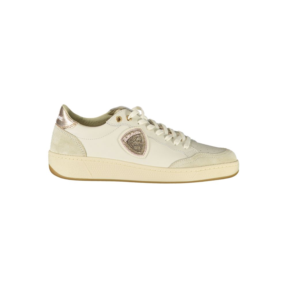 Baskets bleues en cuir blanc pour femme