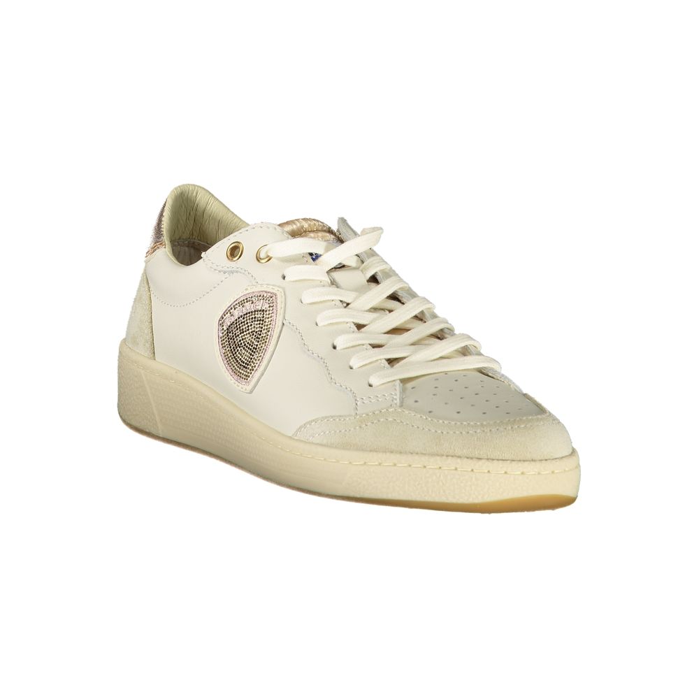 Baskets bleues en cuir blanc pour femme