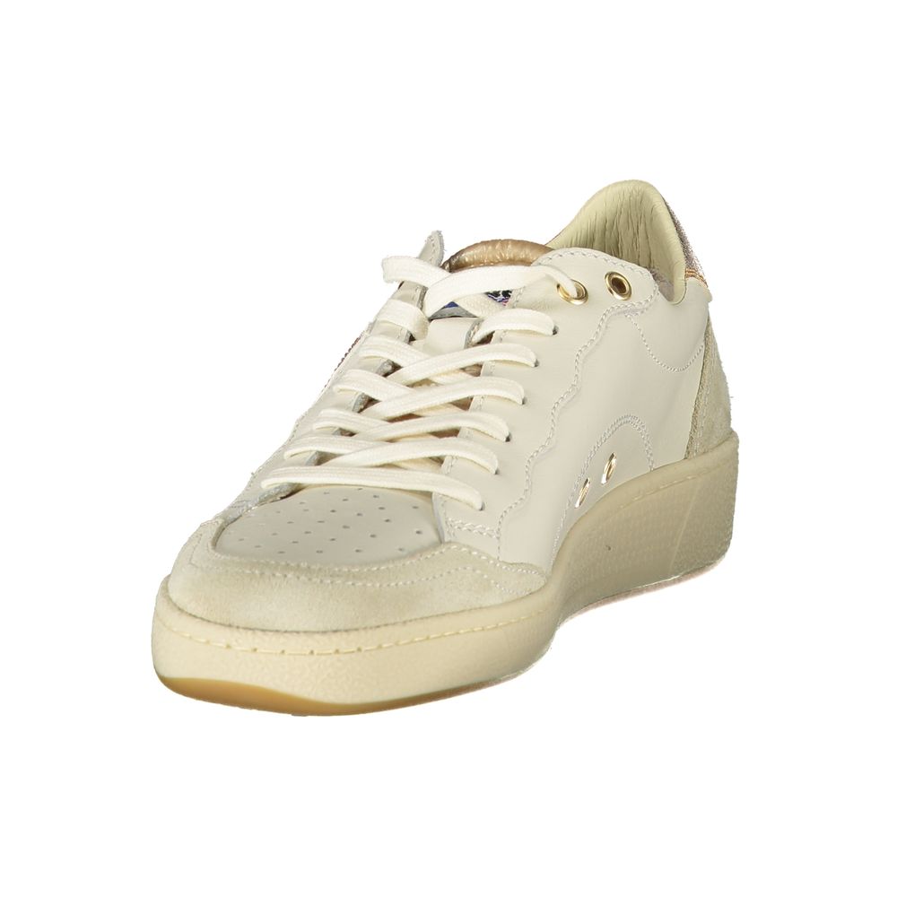Baskets bleues en cuir blanc pour femme