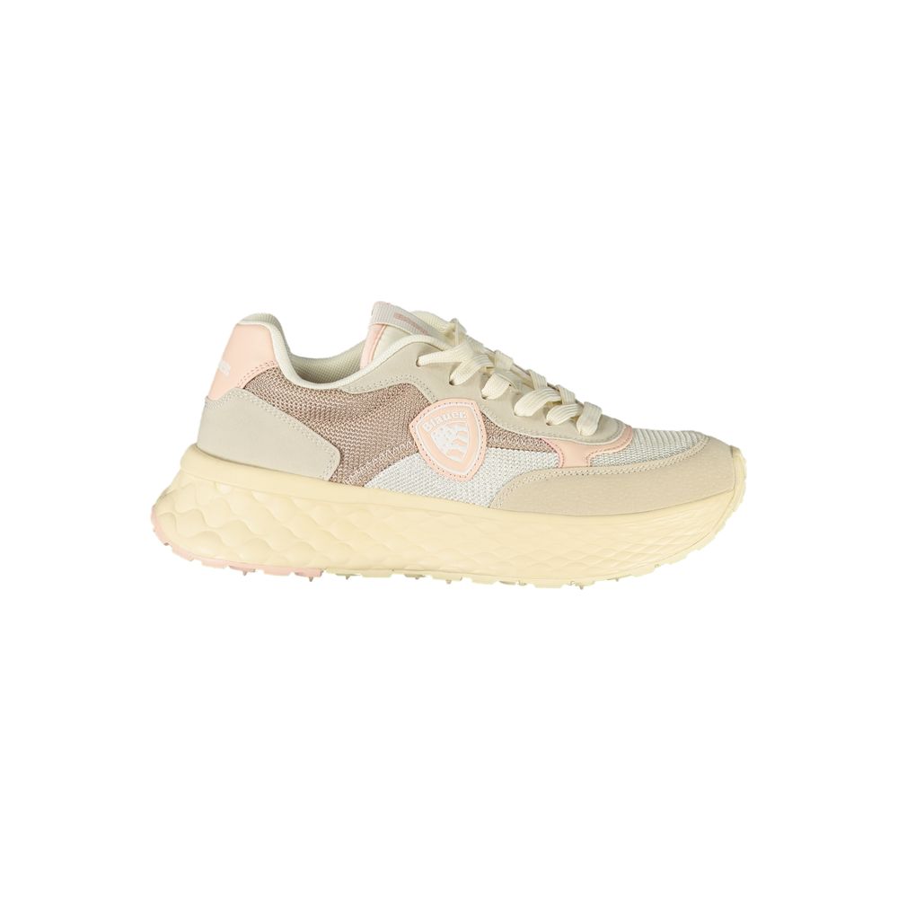 Women's blue sneakers made of beige polyurethane