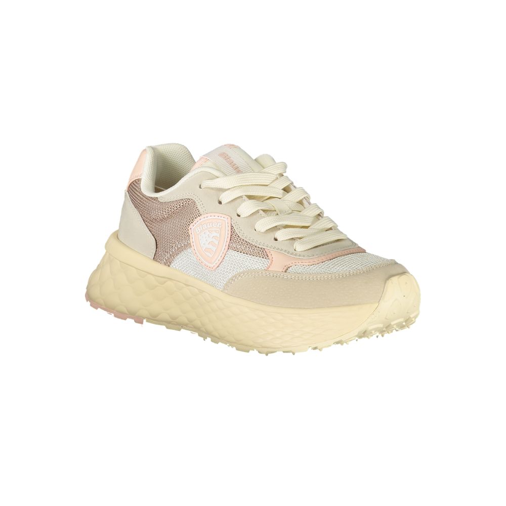 Women's blue sneakers made of beige polyurethane