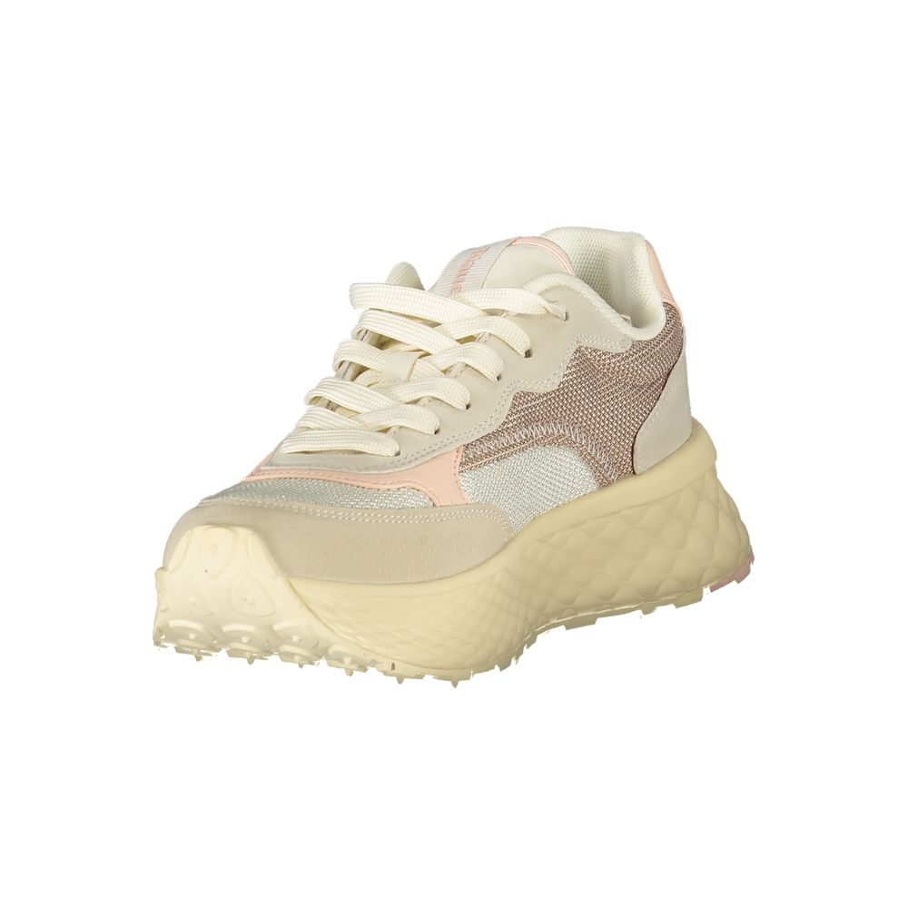 Women's blue sneakers made of beige polyurethane