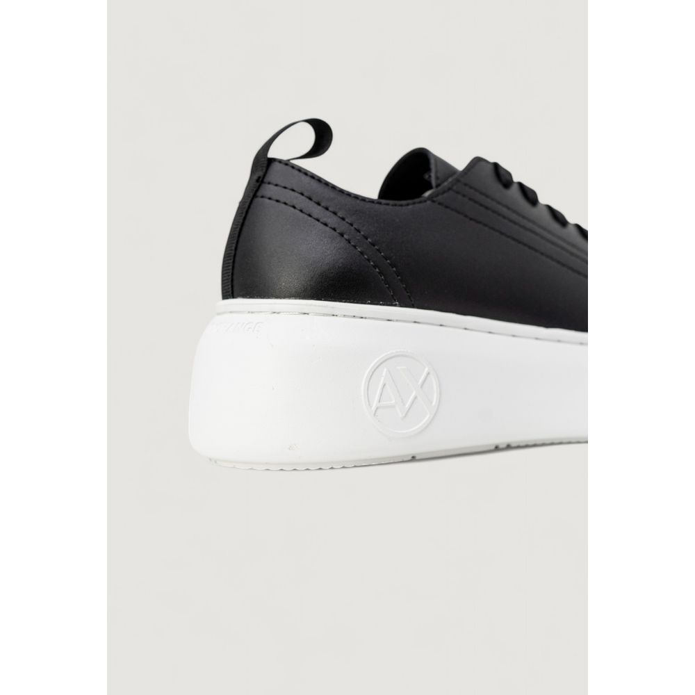 Armani Exchange Black Faux Leather Sneakers