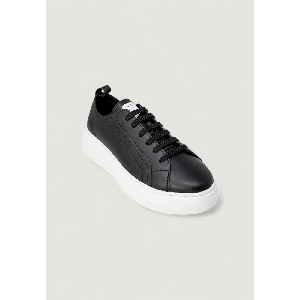 Armani Exchange Black Faux Leather Sneakers