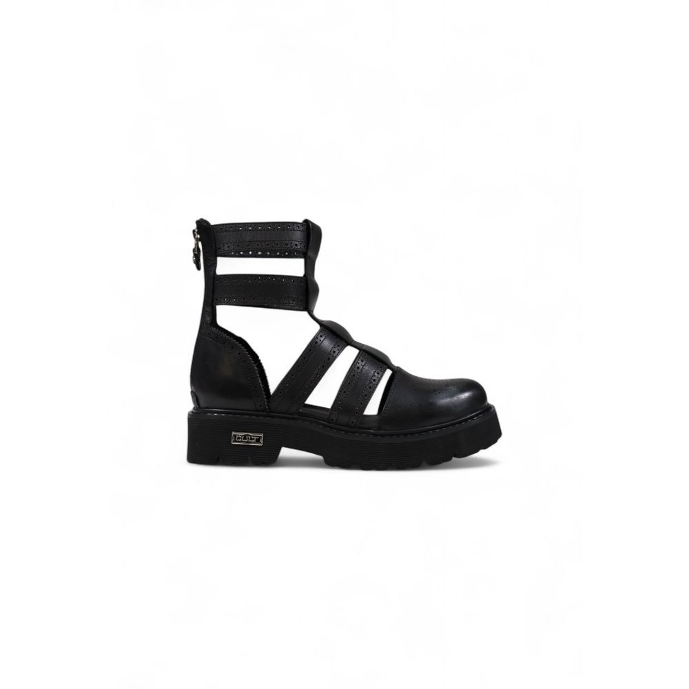 Cult Schwarze Ledersandalen